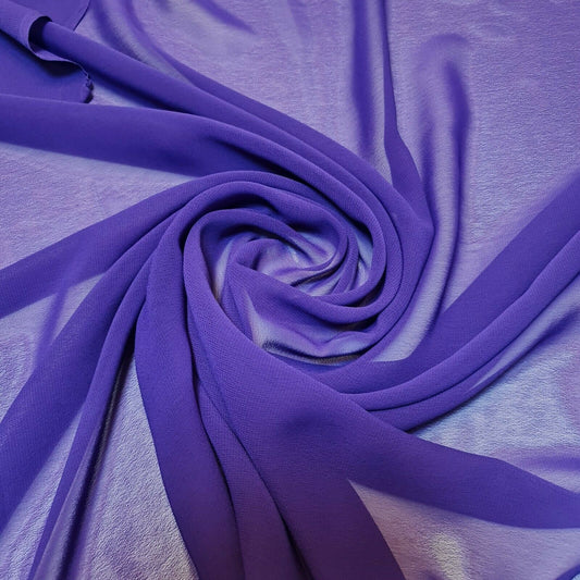 Sheer Poly Crepe Chiffon Fabric Semi-Transparent Drape Dress Craft Material 44" (Purple)