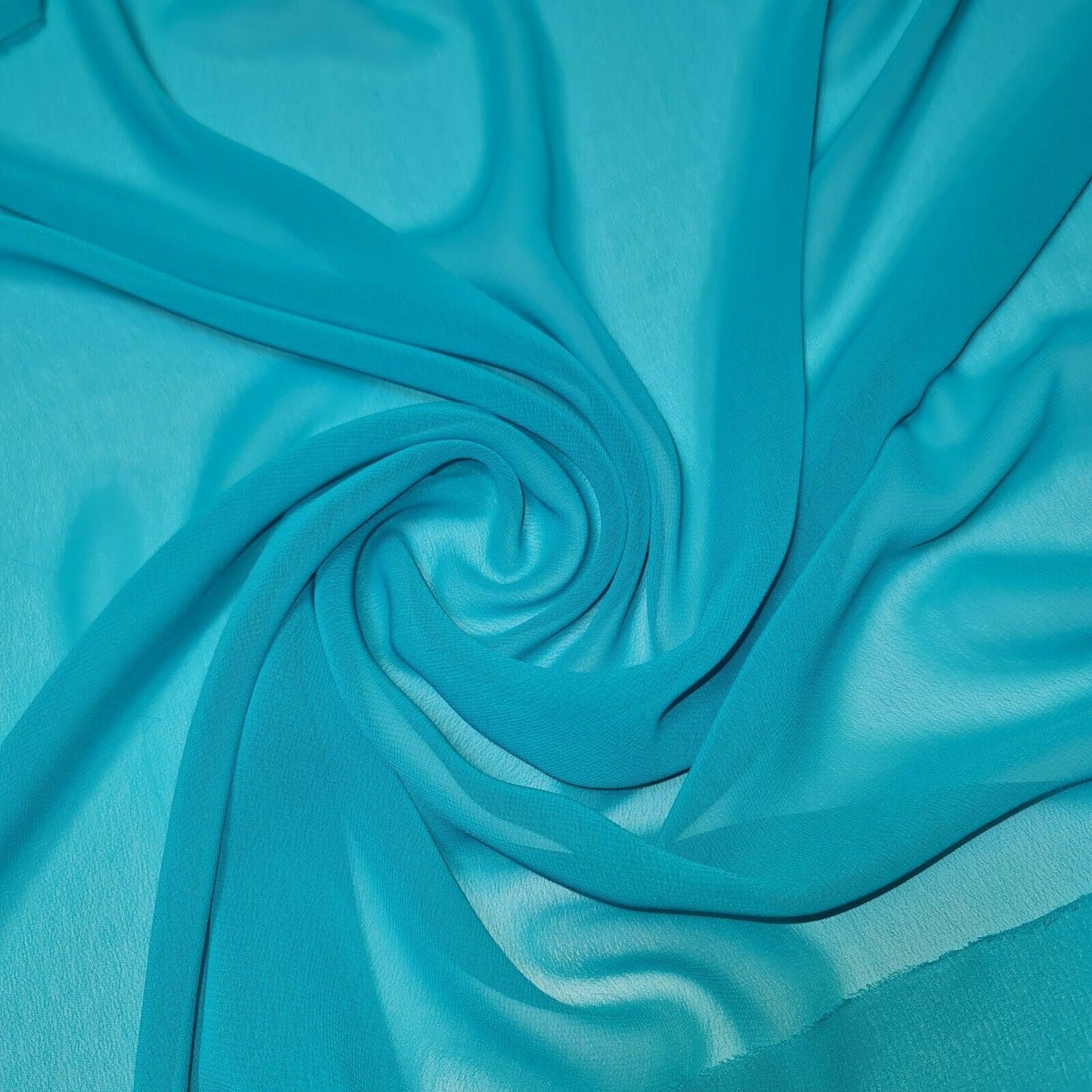 Sheer Poly Crepe Chiffon Fabric Semi-Transparent Drape Dress Craft Material 44" (Turquoise)