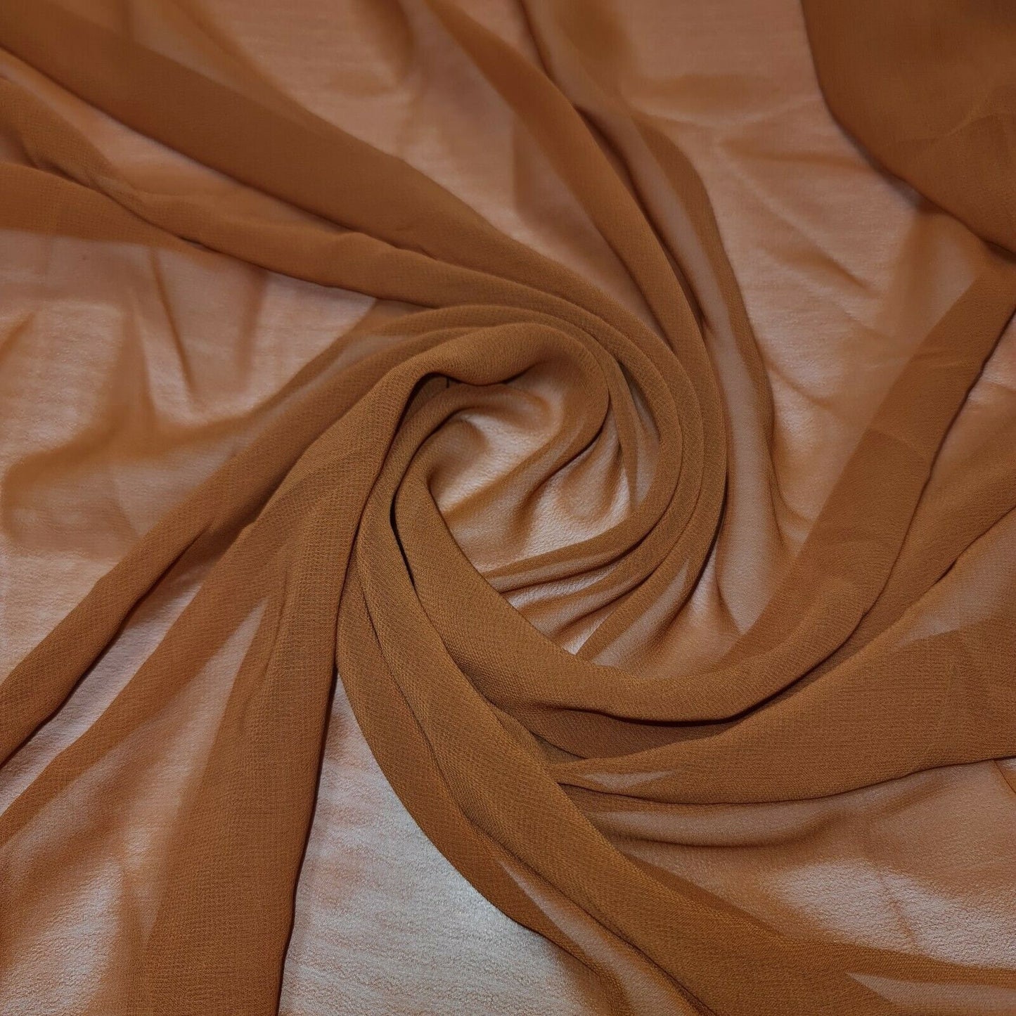 Sheer Poly Crepe Chiffon Fabric Semi-Transparent Drape Dress Craft Material 44" (Rust Orange)