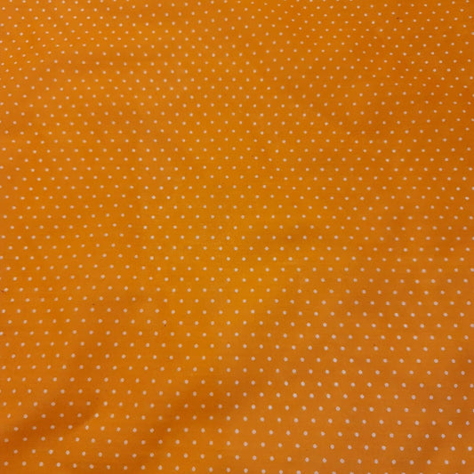 Polycotton, weiß, gepunktet, orangefarbener Grundstoff, Bastelstoff für Sommerkleider (111,8 cm breit)