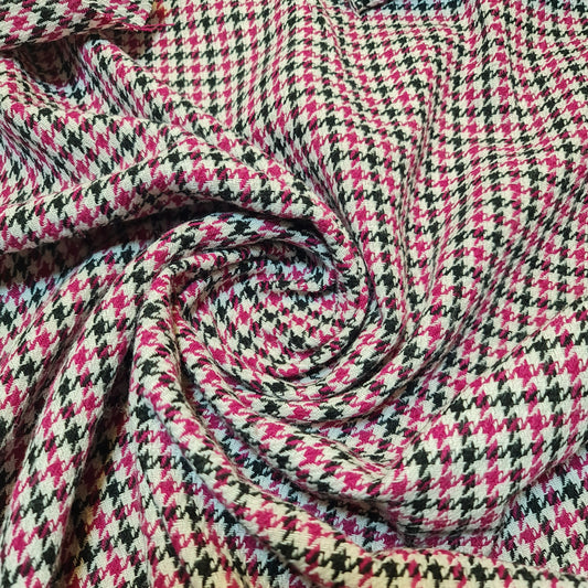 Hochwertiger Woll-Mischstoff mit Hundezahnmuster, für Jacken, Kleider, Bastelarbeiten, 147,3 m (Hot Pink)