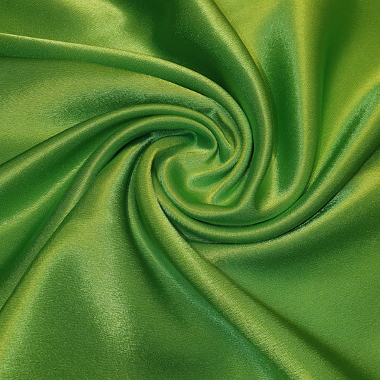 Schlichter seidiger Satinstoff, über 50 Farben, für Kleider, Bastelarbeiten, Hochzeiten, Krepp-Rückenmaterial, 147,3 cm (Apfelgrün)