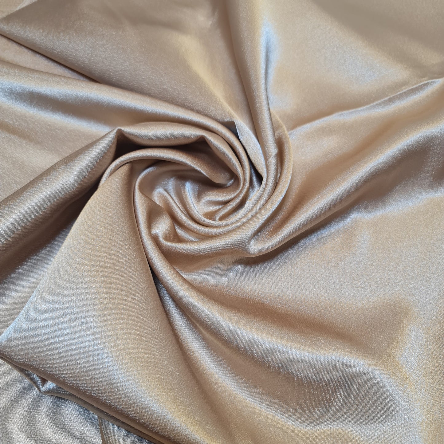 Plain Silky Satin Fabric 50+ Colours Dress Craft Wedding Crepe Back Material 58" (Light Gold)