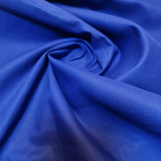 Royal Blue 100% Cotton Voile Rubia Cambric Mercerised Plain Lining Fabric – 44" Wide – Soft Craft Dress Material – Per Metre