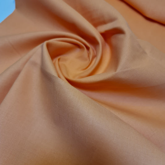 Peach 100% Cotton Voile Rubia Cambric Mercerised Plain Lining Fabric – 44" Wide – Soft Craft Dress Material – Per Metre