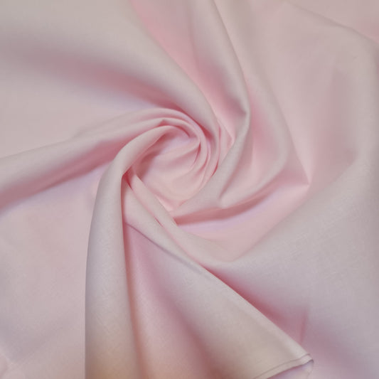 Pale Pink 100% Cotton Voile Rubia Cambric Mercerised Plain Lining Fabric – 44" Wide – Soft Craft Dress Material – Per Metre