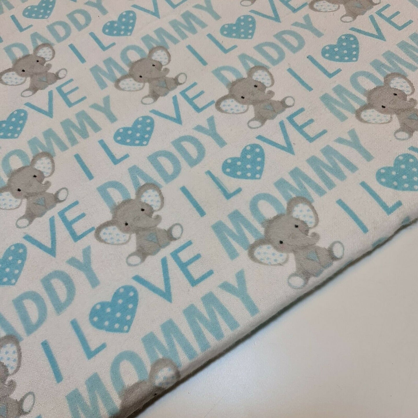 Premium Soft Brush Printed Flannel 100% Cotton Multiple Designs Kids/Christmas  (Love Dad & Mum Blue)