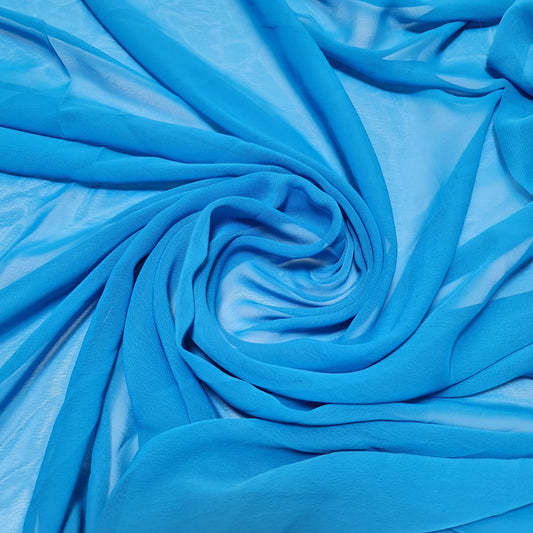 Chiffon Sheer Fabric Plain Soft Polyester Wedding Arch Dress Craft Material 44" (Kingfisher)