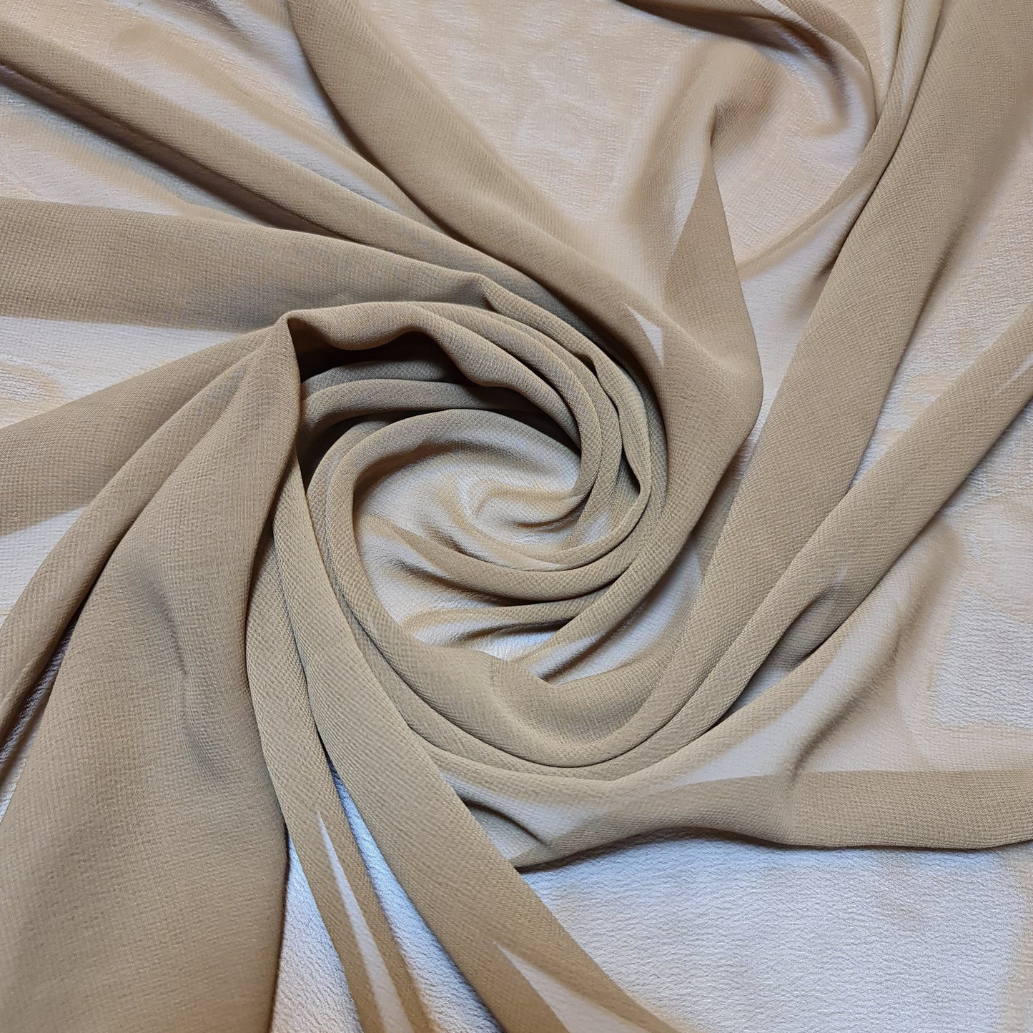 Chiffon Sheer Fabric Plain Soft Polyester Wedding Arch Dress Craft Material 44" (Khaki)