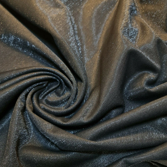 Black Shimmer Viscose Material Christmas Dress Shinny Stretch Glitter Fabric 58"