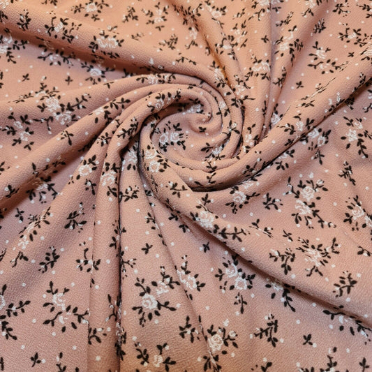 Rosa Ditsy Floral Designer Crepe Stretch Kleid Handwerk Stoff 58" pro Meter