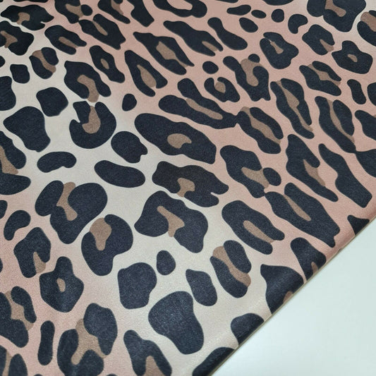 Leopard Beige Brown ITY Spandex Jersey Fabric Elastane Stretch Dress Meter 58"