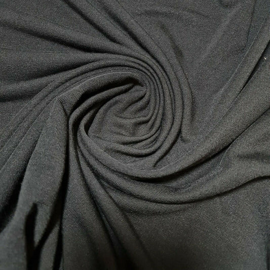 Solid Plain French Terry Loopback Cotton Jersey Fabric By The Meter 58"  (Black)