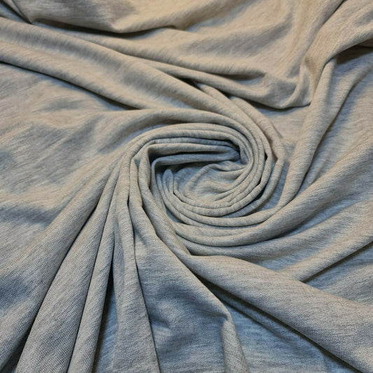 Light Grey Solid Plain French Terry Loopback Viscose Jersey Fabric By The Meter 58"