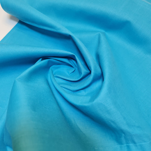 Turquoise 100% Cotton Voile Rubia Cambric Mercerised Plain Lining Fabric – 44" Wide – Soft Craft Dress Material – Per Metre