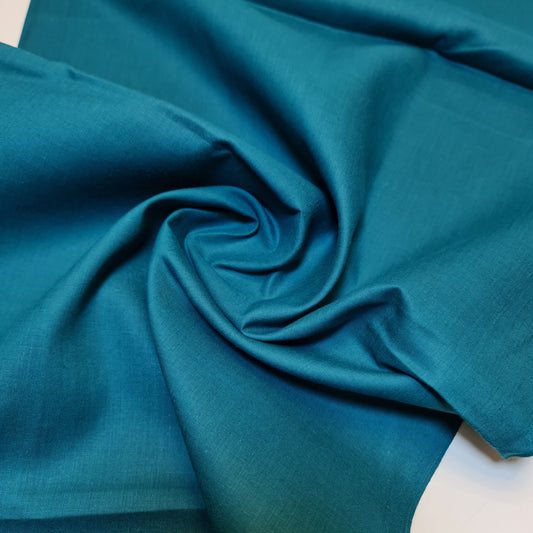 Teal 100% Cotton Voile Rubia Cambric Mercerised Plain Lining Fabric – 44" Wide – Soft Craft Dress Material – Per Metre