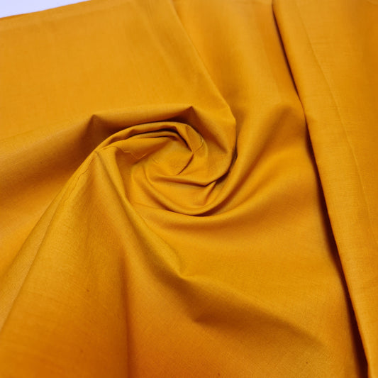 Mustard 100% Cotton Voile Rubia Cambric Mercerised Plain Lining Fabric – 44" Wide – Soft Craft Dress Material – Per Metre