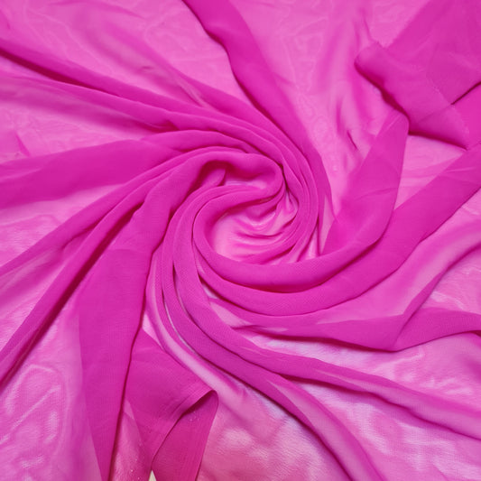 Chiffon Sheer Fabric Plain Soft Polyester Wedding Arch Dress Craft Material 44" (Fuchsia)