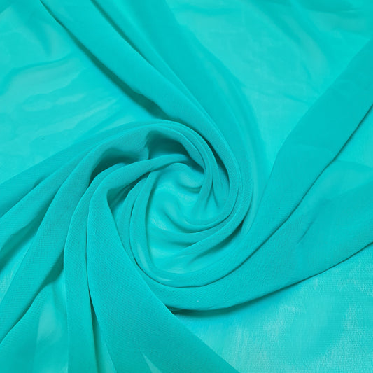 Chiffon Sheer Fabric Plain Soft Polyester Wedding Arch Dress Craft Material 44" (Turquoise)