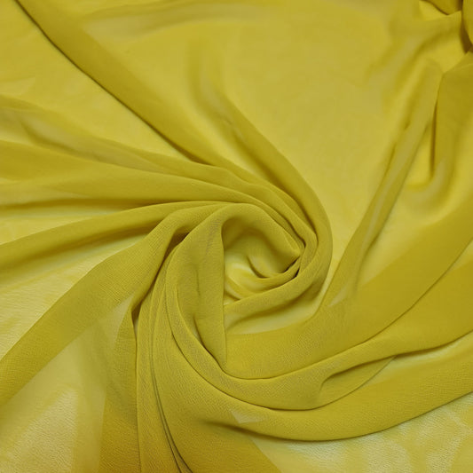 Chiffon Sheer Fabric Plain Soft Polyester Wedding Arch Dress Craft Material 44" (Mustard Yellow)