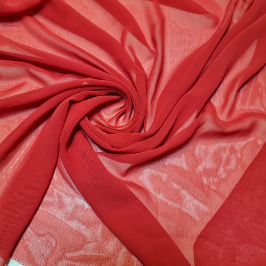 Chiffon Sheer Fabric Plain Soft Polyester Wedding Arch Dress Craft Material 44" (Red)