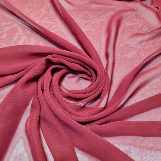 Chiffon Sheer Fabric Plain Soft Polyester Wedding Arch Dress Craft Material 44" (Deep Red)