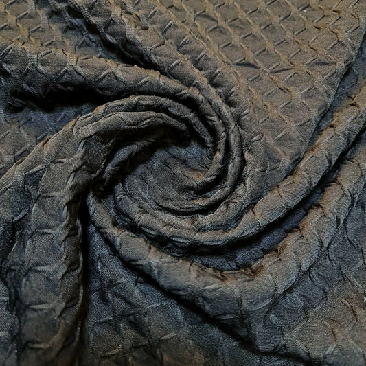 Black Waffle Viscose Jersey Luxury Stretch Dress Craft Fabric 58" By The Meter