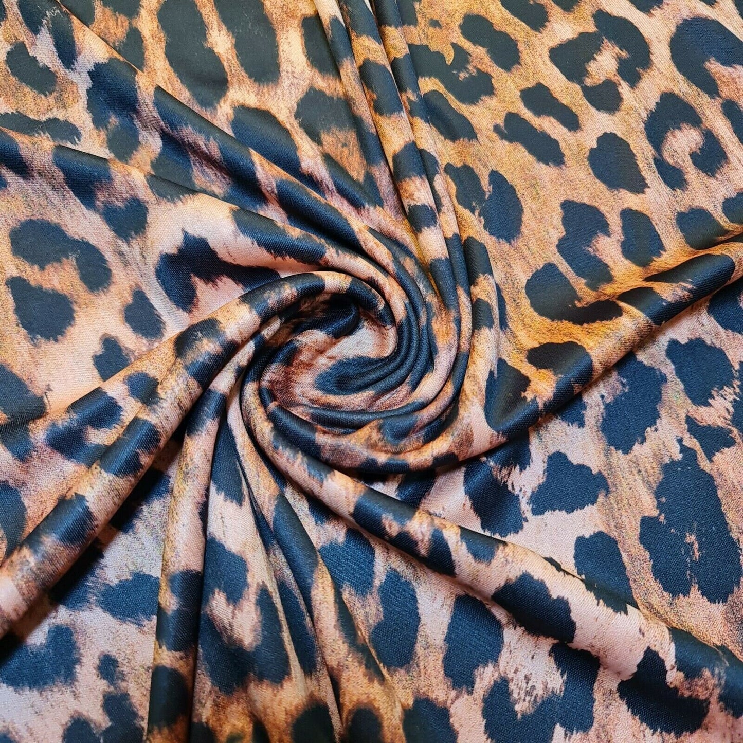 Leopard Print Peach ITY Spandex Jersey Fabric Elastane Stretch Dress Meter 58"