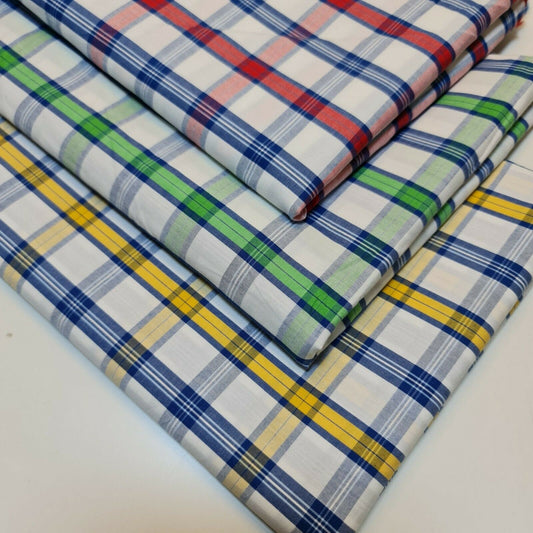 100% Soft Cotton Poplin Tartan Stripes Checks Fabric Dress Craft Costume Material 58" By The Meter