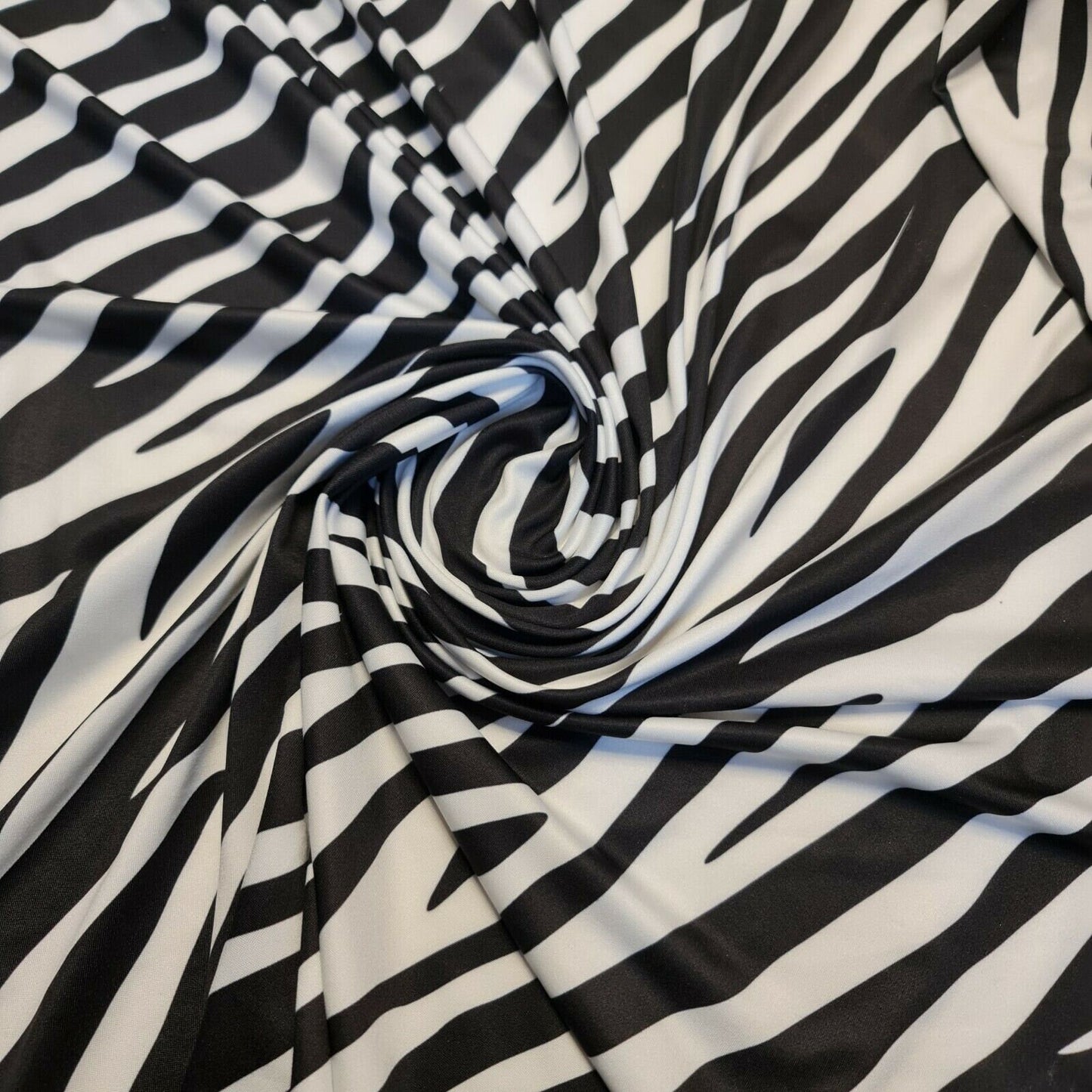 Zebra Black White ITY Jersey Fabric 58" Elastane 4 Way Stretch Dress Meter