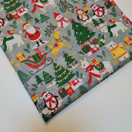 Weihnachtsstoff, XMAS-Drucke und einfarbiger Polycotton-Stoff, Popeline, Kostümfutter