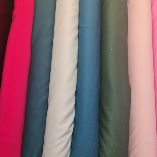 57 Colors Plain Scuba / Crepe Jersey Stretch Spandex Dress Fabric Material 58" W