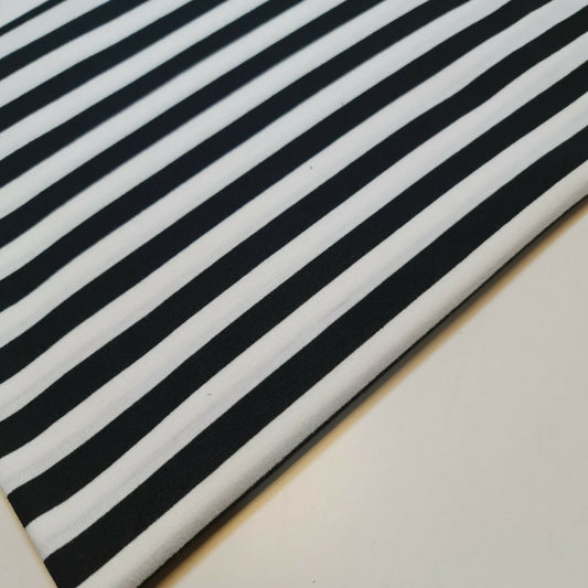 Schwarz-weiß gestreifter Babystrampler, Baumwollstoff, Jersey, für Kleider, Bastelarbeiten, 147,3 cm, Meterware