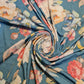 Teal Floral Print Fabric 100% Cotton Fabric Dress Clothing Crafts 58" Metre