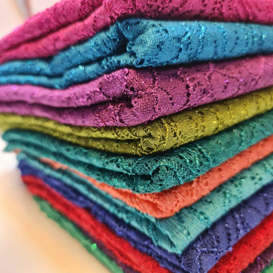 Cord Lace Crochet Glitter Embroidery Floral Bridal Dress Craft Fabric 58" Meter