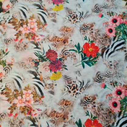 Floral Rose Soft Lawn Digital Print Craft Dress Material Polycotton Fabric 44"