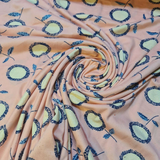 Pink Brushed Viscose Jersey Material Floral Dress Craft TShirt Fabric 58" Meter