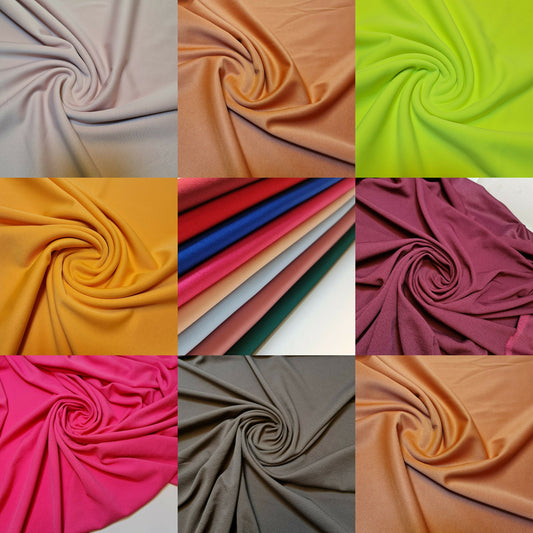 57 Colors Plain Scuba / Crepe Jersey Stretch Spandex Dress Fabric Material 58" W