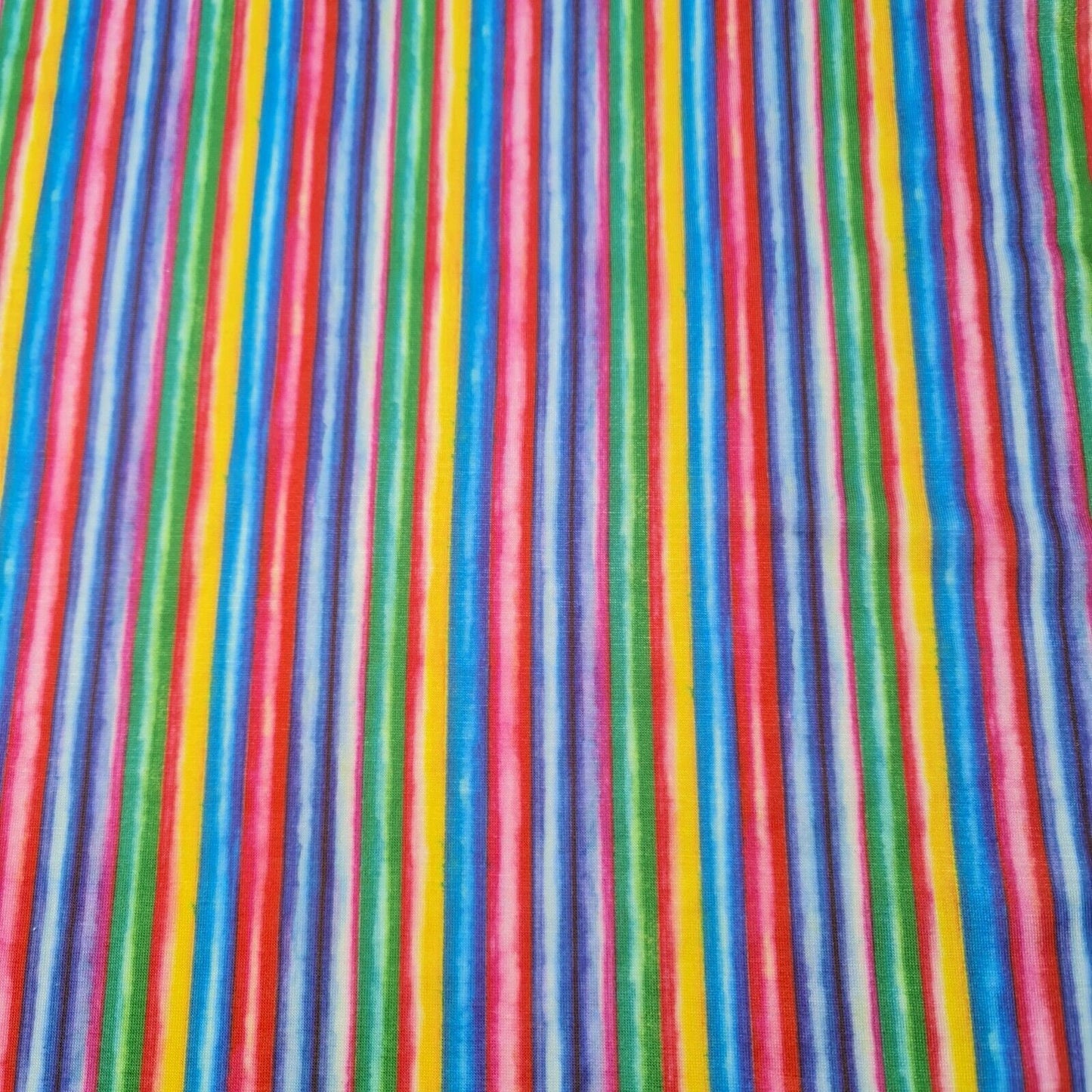 Rainbow Stripe Fabric 100% Cotton Jersey Stretch PRIDE Multi Colour Material 58"