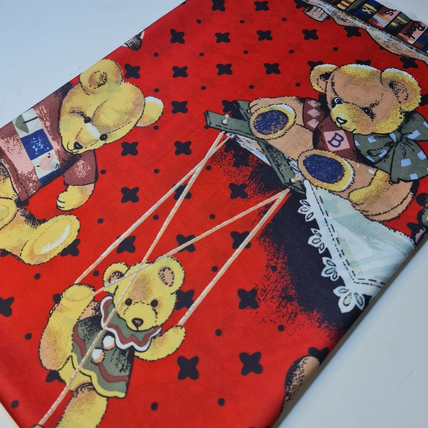 Red Scuba Paddington Bear Teddy Child Book Print Stretch Dress Craft Fabric 58"