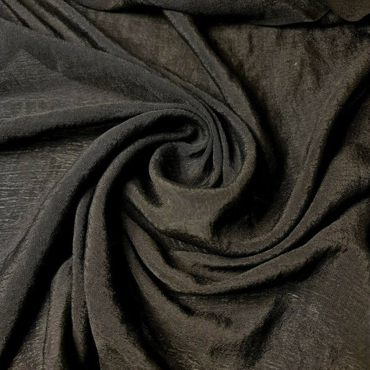 Black Crepe Polyester Shiny Plain Drape Dress Craft Fabric By Meter 58"