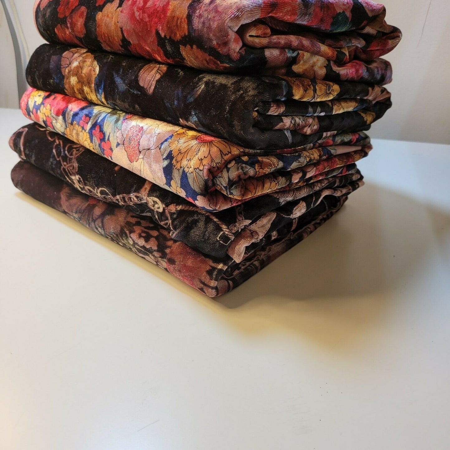 Floral Print Crush Velour Velvet Patchwork Dress Craft Upholstery Fabric 58" Material