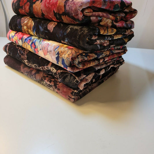 Floral Print Crush Velour Velvet Patchwork Dress Craft Upholstery Fabric 58" Material