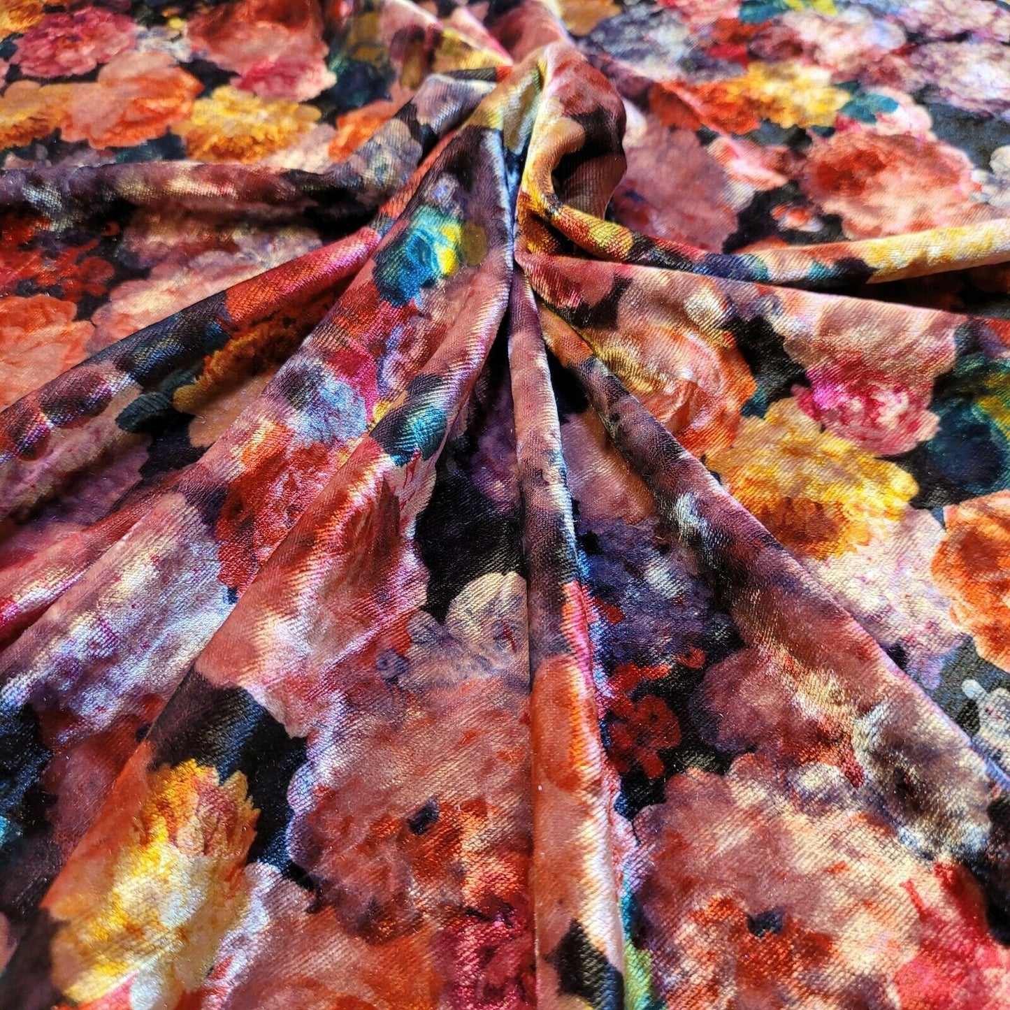 Floral Print Crush Velour Velvet Patchwork Dress Craft Upholstery Fabric 58" Material