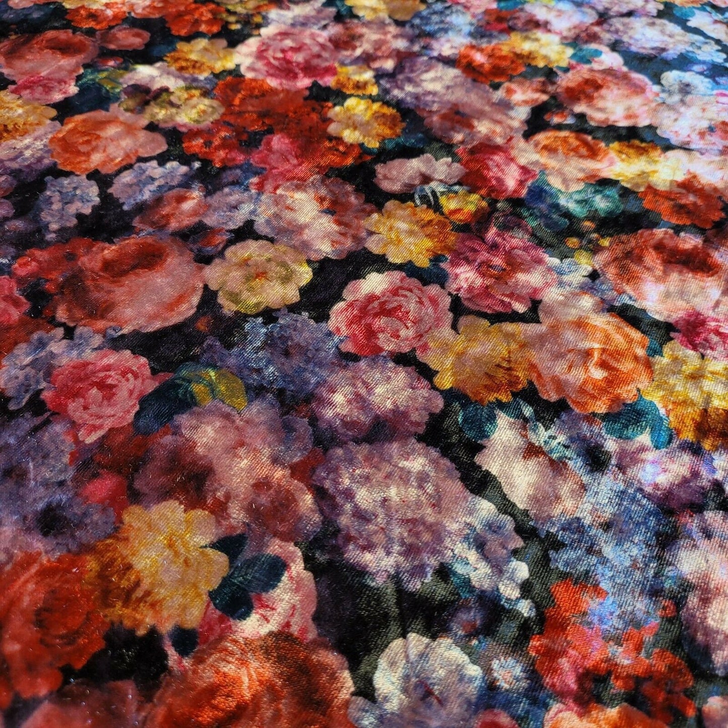 Floral Print Crush Velour Velvet Patchwork Dress Craft Upholstery Fabric 58" Material