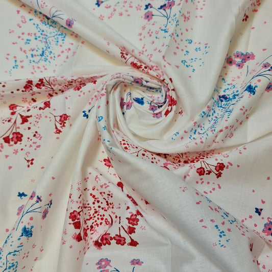 Ausverkauf 100 % Baumwolle Baby Elfenbein Leopard Ditsy Floral Kleid Handwerk Material Meter