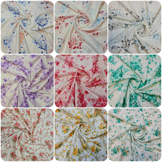 Ausverkauf 100 % Baumwolle Baby Elfenbein Leopard Ditsy Floral Kleid Handwerk Material Meter