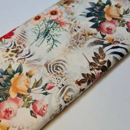 Floral Rose Soft Lawn Digital Print Craft Dress Material Polycotton Fabric 44" By Meter