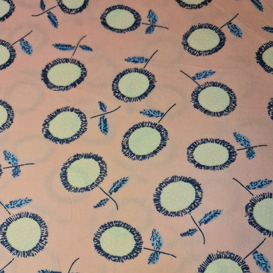 Peach Abstract Floral Viscose Jersey Material Floral Dress Craft T Shirt Fabric 58" Meter