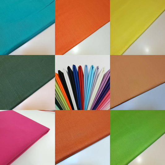 Einfarbiger Stoff aus 100 % Baumwolle, vorgeschnitten, Quilt-Meter, 50 Farben, 111,8 cm